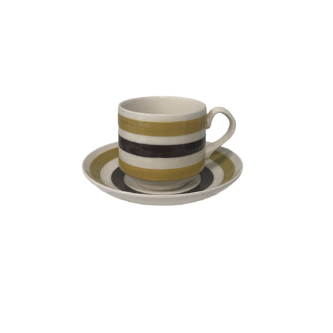 Carrigaline Pottery (Ireland) "Colleen" striped mid-century cup and saucer