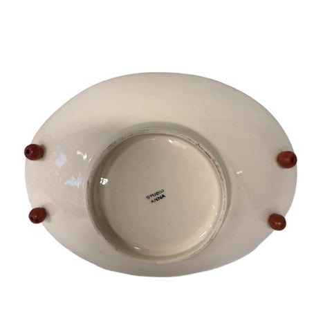 Studio Anna (Australia) hand painted pottery bowl with cane handle