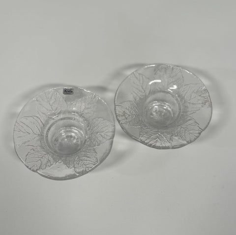 Kosta Boda (Sweden) Party leaf candle holders set of two