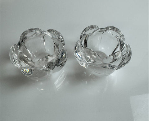 Royal Copenhagen produced by Holmegard pair of elegant lotus flower shape candle holders