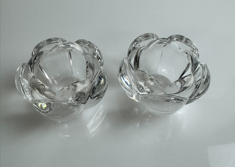 Royal Copenhagen produced by Holmegard pair of elegant lotus flower shape candle holders