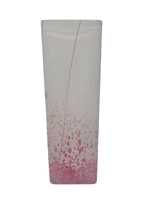 Kosta Boda (Sweden) Stuart Strathearn Davies speckled dusty pink white glass vase 23 cm high