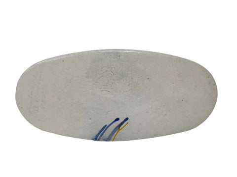Kosta Boda (Sweden) "Rainbow 48226" large white vase with colourful threads designed by Bertil Vallien