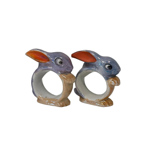 Set of bunny purple lustre napkin rings (Made in Japan / Foreign)