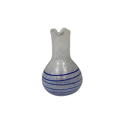 Kosta Boda (Sweden) "Ocean" white with blue mini vase designed by Ulrica Hydman-Vallien