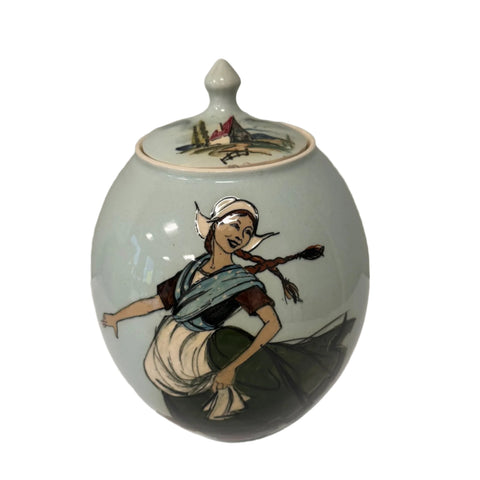 Martin Boyd (Australia) blue biscuit barrel - Dutch scene