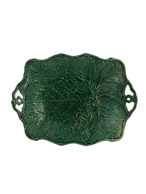 Vintage Majolica Cabbage Leaf and vine serving dish 21 cm diameter