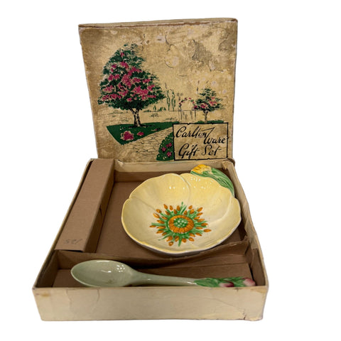 Carlton Ware (England) Buttercup jam dish and spoon boxed set