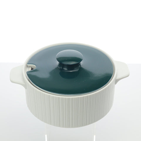 Rosenthal (Germany) white casserole dish with dark green lid Servingware Coco Retrotique