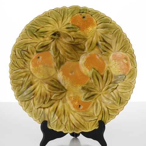 Sarraguemines (France) faience yellow plate with oranges Servingware Coco Retrotique
