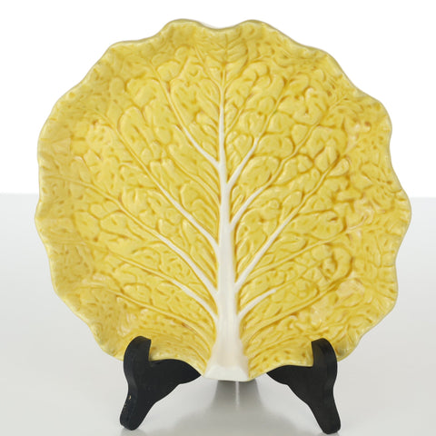Secia (Portugal) majolica ware yellow cabbage leaf plate or platter Majolica Ware Coco Retrotique
