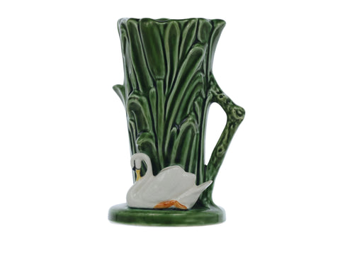 SylvaC, vintage ceramic vase - swan swimming against green reeds, model 4377 Ceramics pottery and porcelain Coco Retrotique