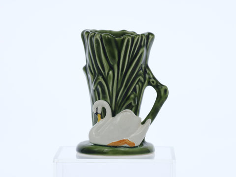 SylvaC, vintage ceramic vase - swan swimming against green reeds, model 4385 Ceramics pottery and porcelain Coco Retrotique