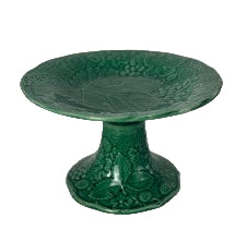 Vintage green Majolica pedestal footed bowl